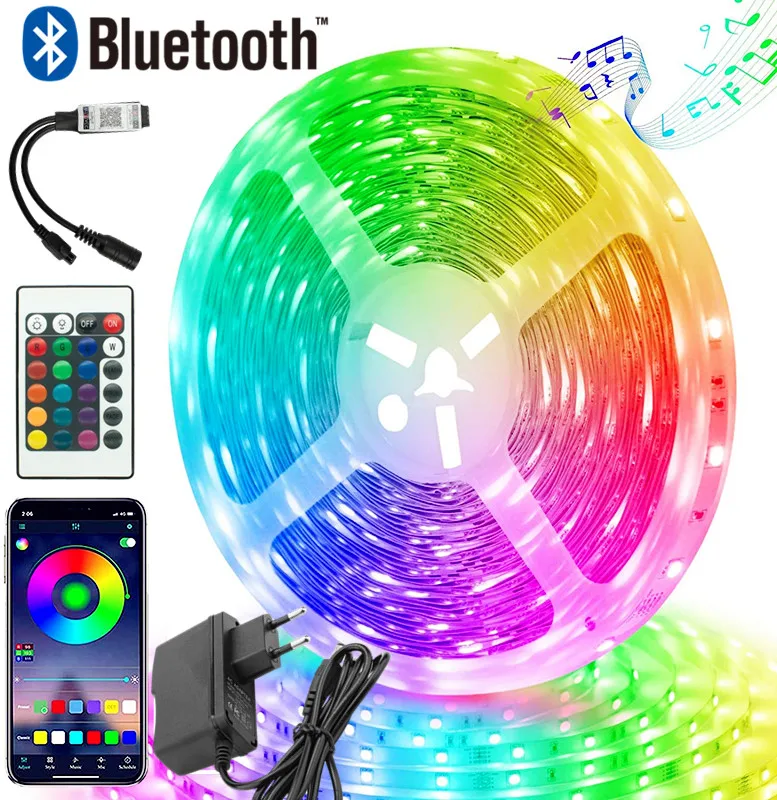 

Светодиодная лента с дистанционным управлением, 12 В, 16 футов, 2835 RGB