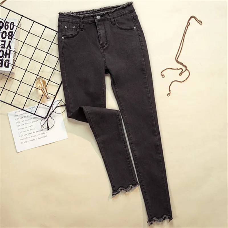 2019 New Jeans Large Size 4XL Women's Spring Summer Basic Paragraph Pants Slim Tight Wild Cotton Autumn Female B50 | Женская одежда