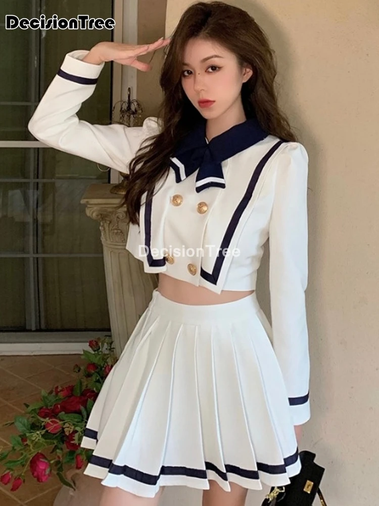 2022 девушка синего и белого цвета с матросским воротником платья школьная форма