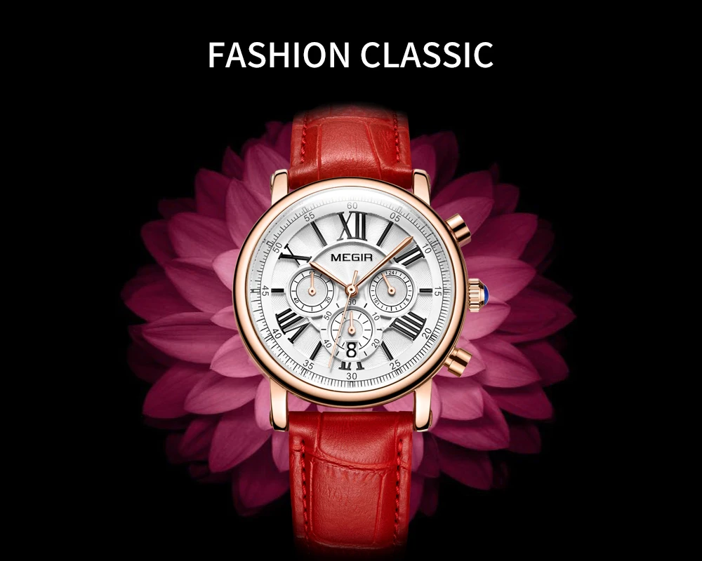 MEGIR Fashion Women Watches Top Brand Luxury Ladies Quartz Watch Chronograph 24 hours Date Clock Relogio Feminino Sport Watch