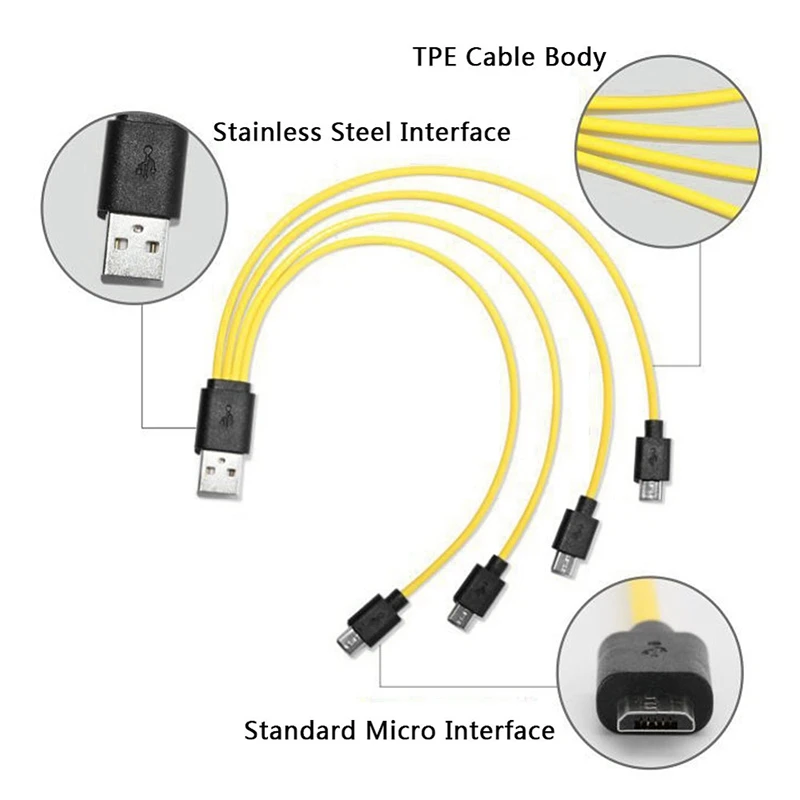 4 в 1 Micro USB зарядный кабель для Znter AA AAA 18650 аккумуляторная батарея C D размер