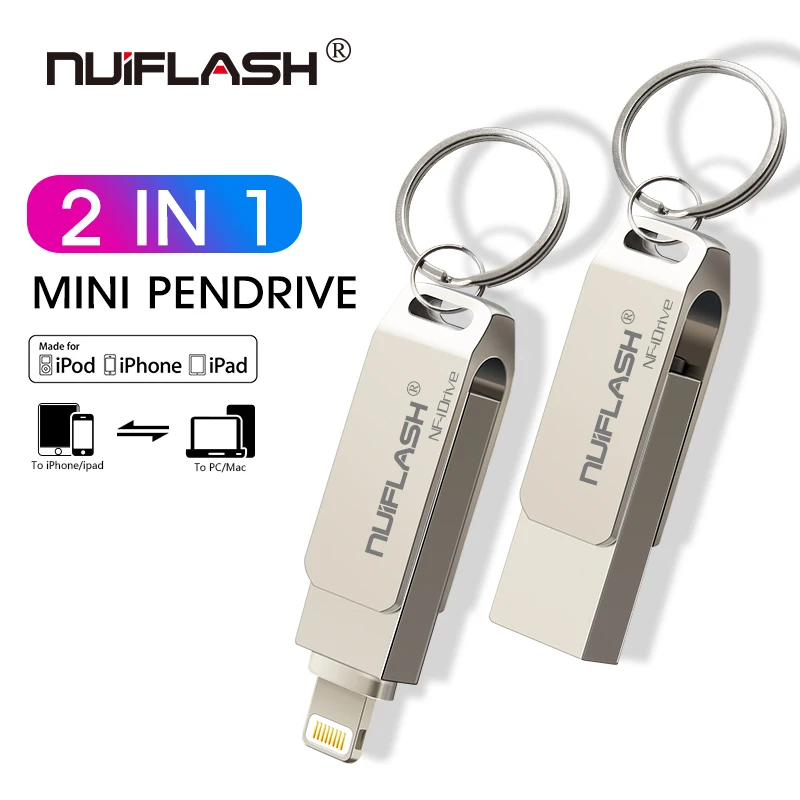 USB флеш накопитель для iPhone X/8/7/7 Plus/6/6s/5/SE/ipad 2 в 1 ручка карта памяти 16 ГБ 32 64 Гб 128