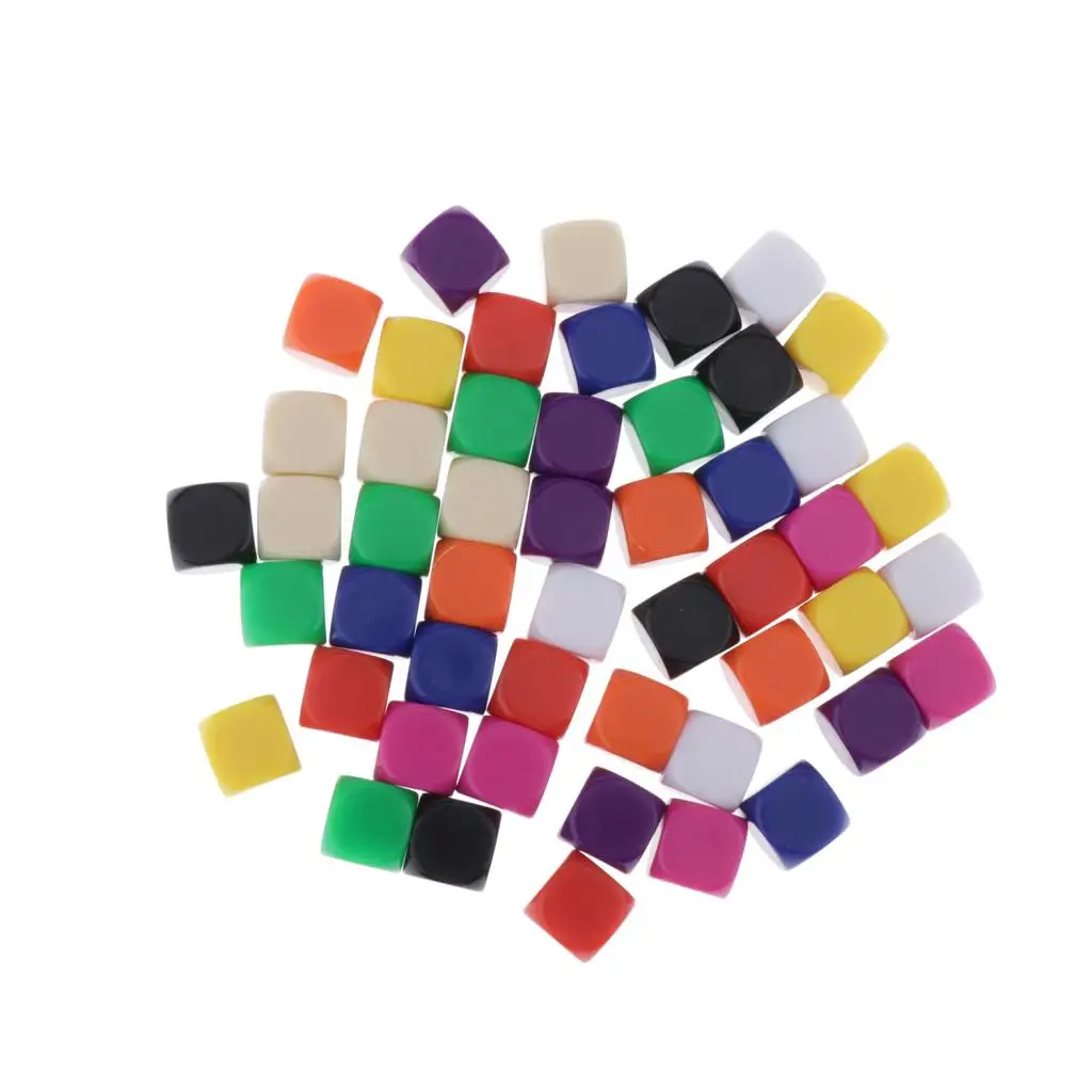 

50pcs Blank Dice 16mm Square D6 Die Mix Color for Board Games DIY Sticker