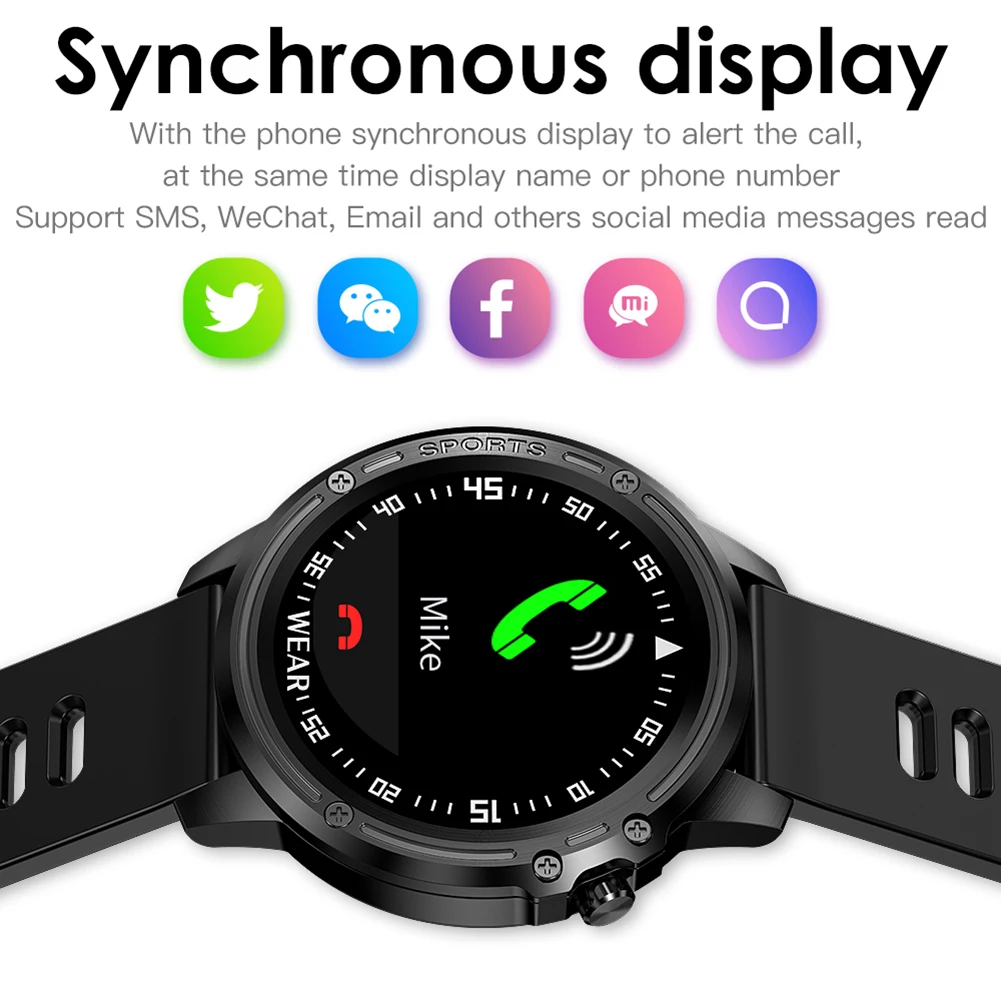 

L8 Smart Watch Blood Oxygen Blood Pressure Heart-Rate Monitor Bluetooth 4.0 Wristband IP68 Call Message Reminder Sports Watch