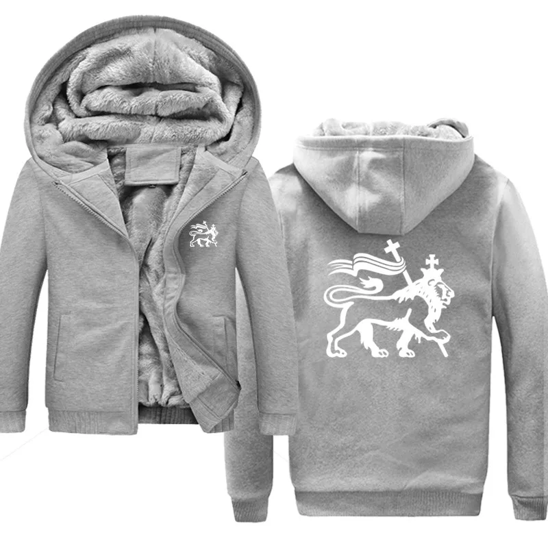 Rasta Lion Of Judah Classic Autumn Winter Sweatshirt For Men Thick Zipper Coat VIKINGS Harajuku Men's Jackets Hoodies Male | Мужская