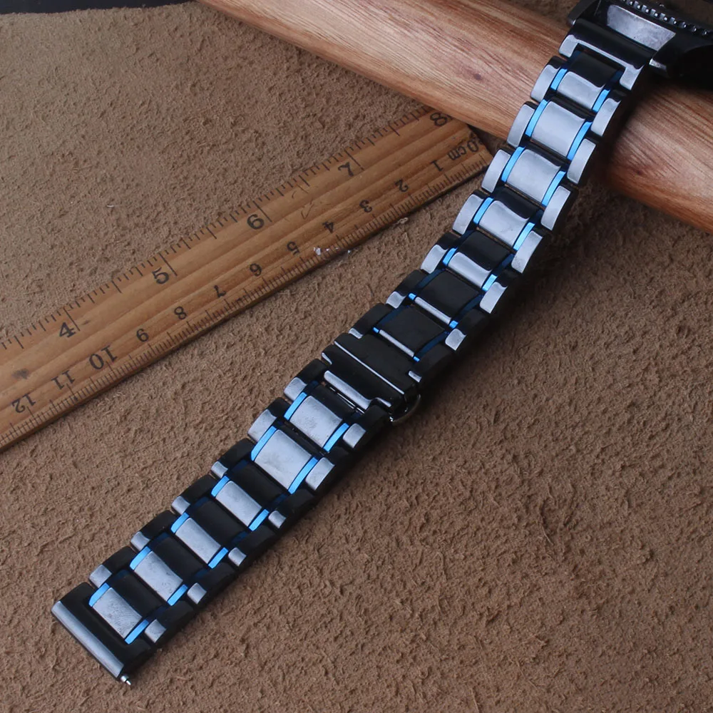 Preto com Cor Especial para Samsung Nova Alta Qualidade Cerâmica Azul Pulseira Galaxy Assista 46mm Engrenagem s3 Liberação Pinos Facilmente Movido
