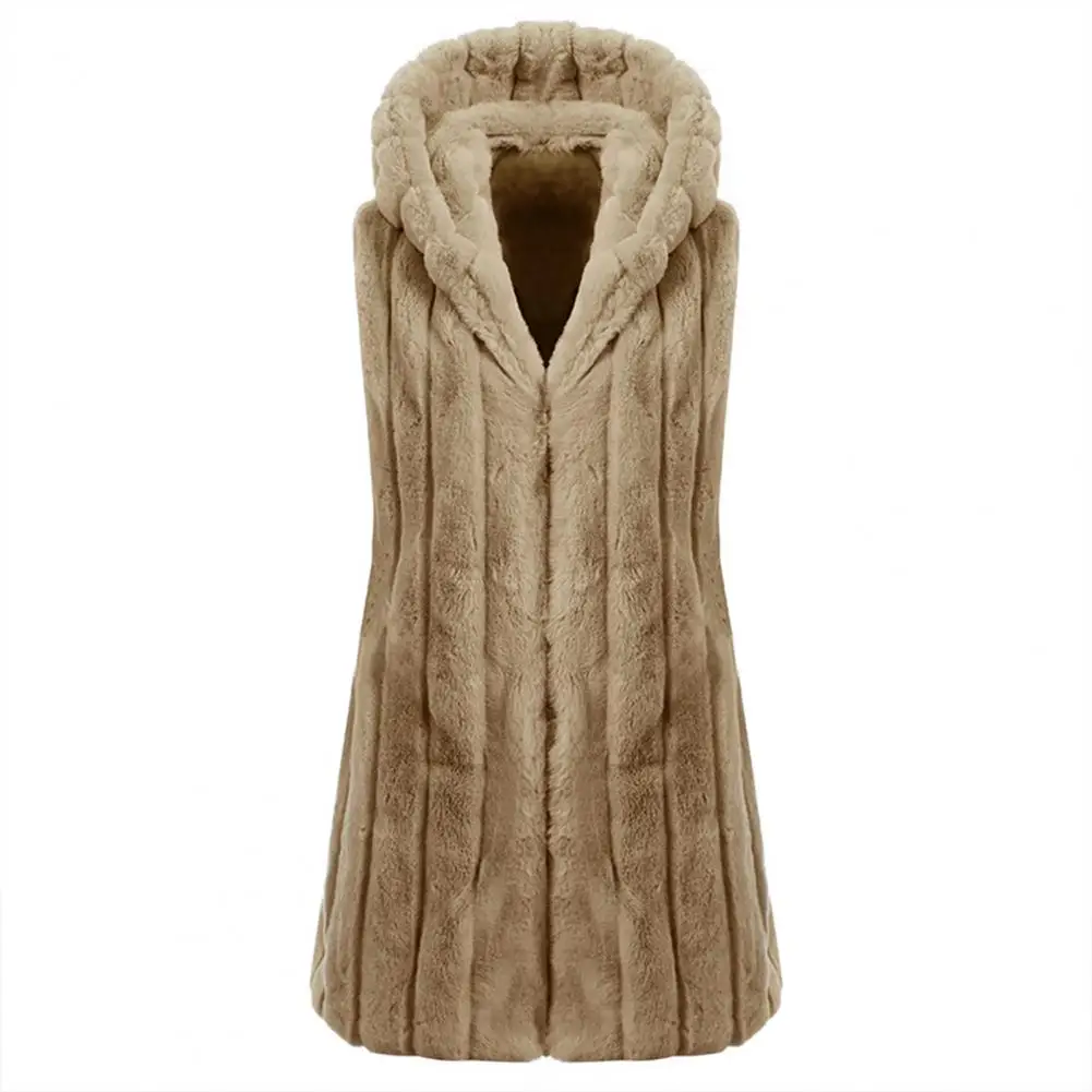 Женский Пушистый Жилет 2021 года облегающий жилет с капюшоном на талии пальто