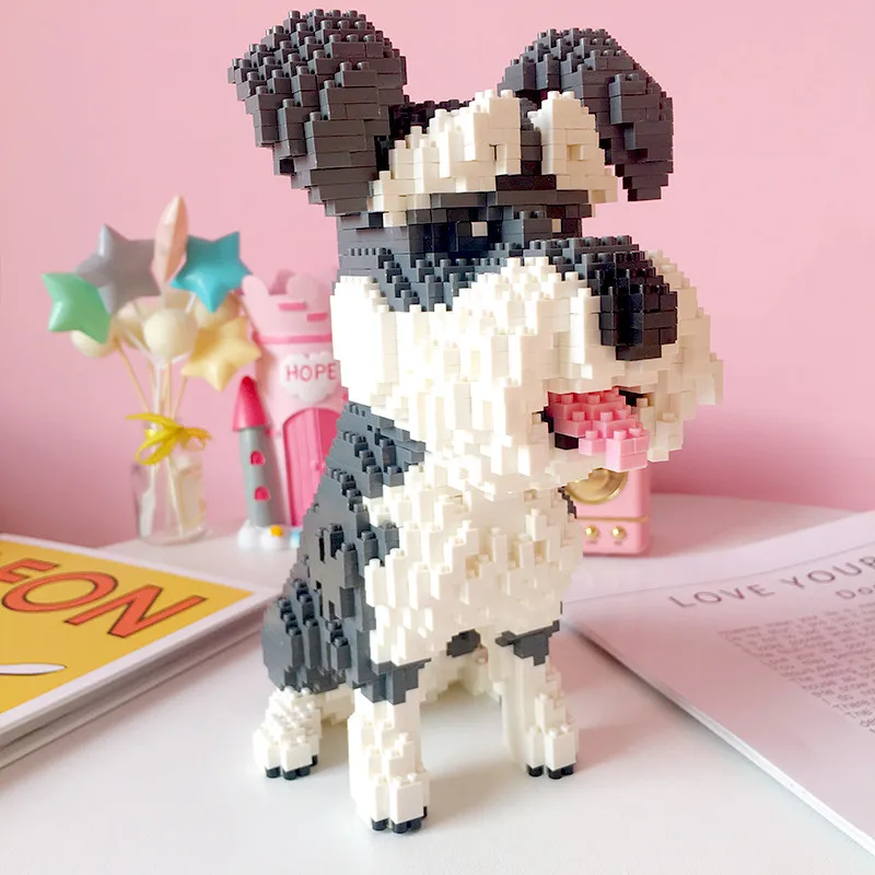 

Balody 16049 Grey Schnauzer Dog Animal Pet 3D Model 2100pcs Small Mini Diamond Blocks Bricks Building Toy for Children no Box