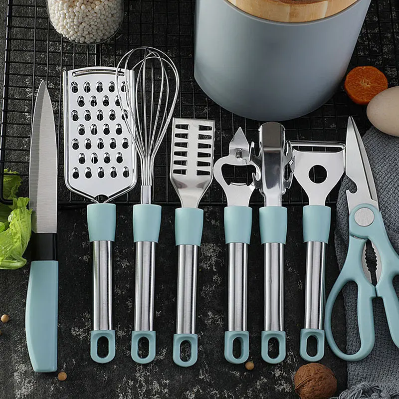 9 set stainless steel kitchen gadget sets potato fruit peeler grater can opener household scissors kitchenaid accessories free global shipping