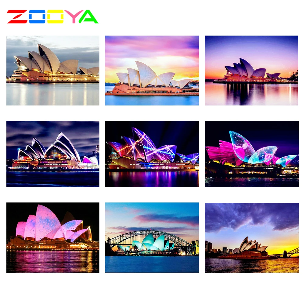 

Diamond Painting Scenery Full Square Drill Diamond Embroidery Sydney Opera House Home Decoration Diamond Mosaic Beadwork 12JM172