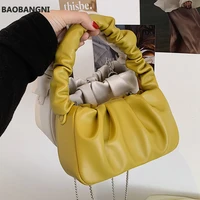 women small clutches french style soft leather handbags design crossbody bag metal chain mini hobos women shoulder bag