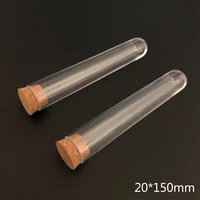100 pcspack 20150mm hard transparent plastic test tube with cork cap