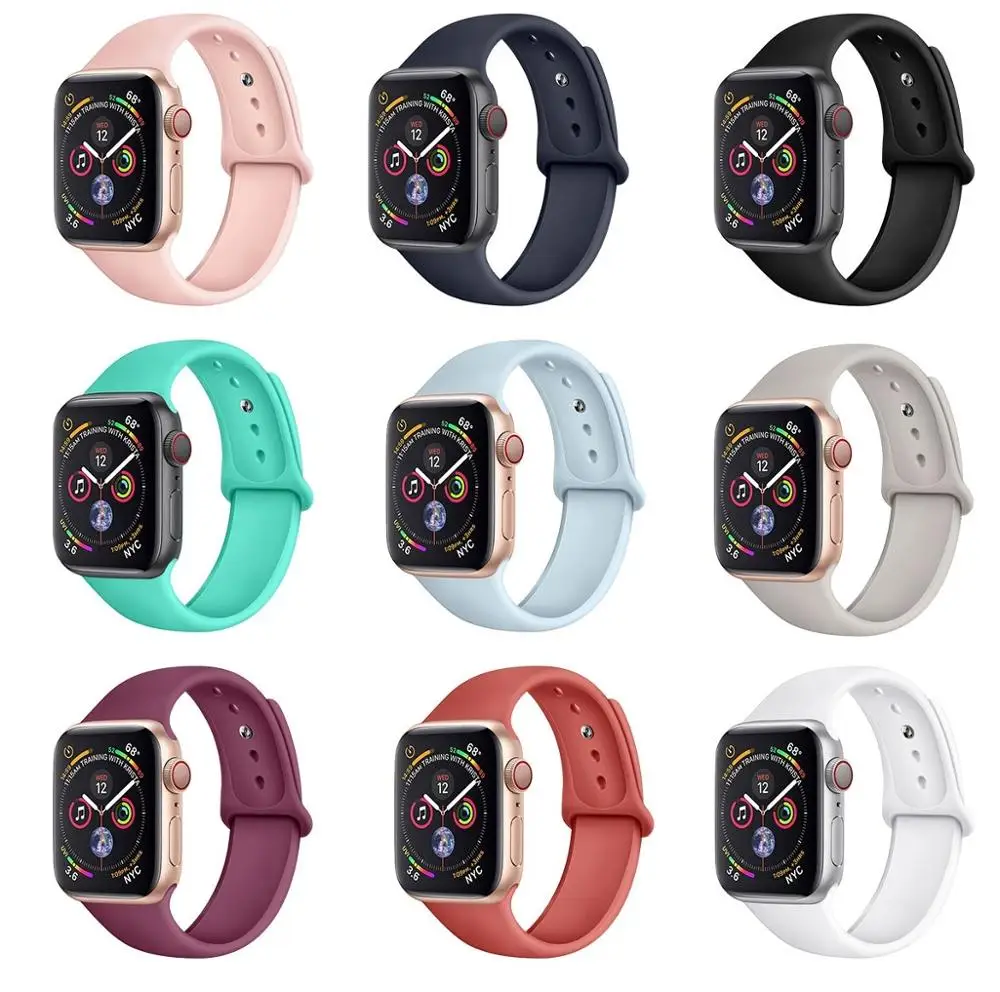 Совместим с Apple Watch Band 38 мм 40 42 44 для женщин и мужчин мягкий спортивный ремешок
