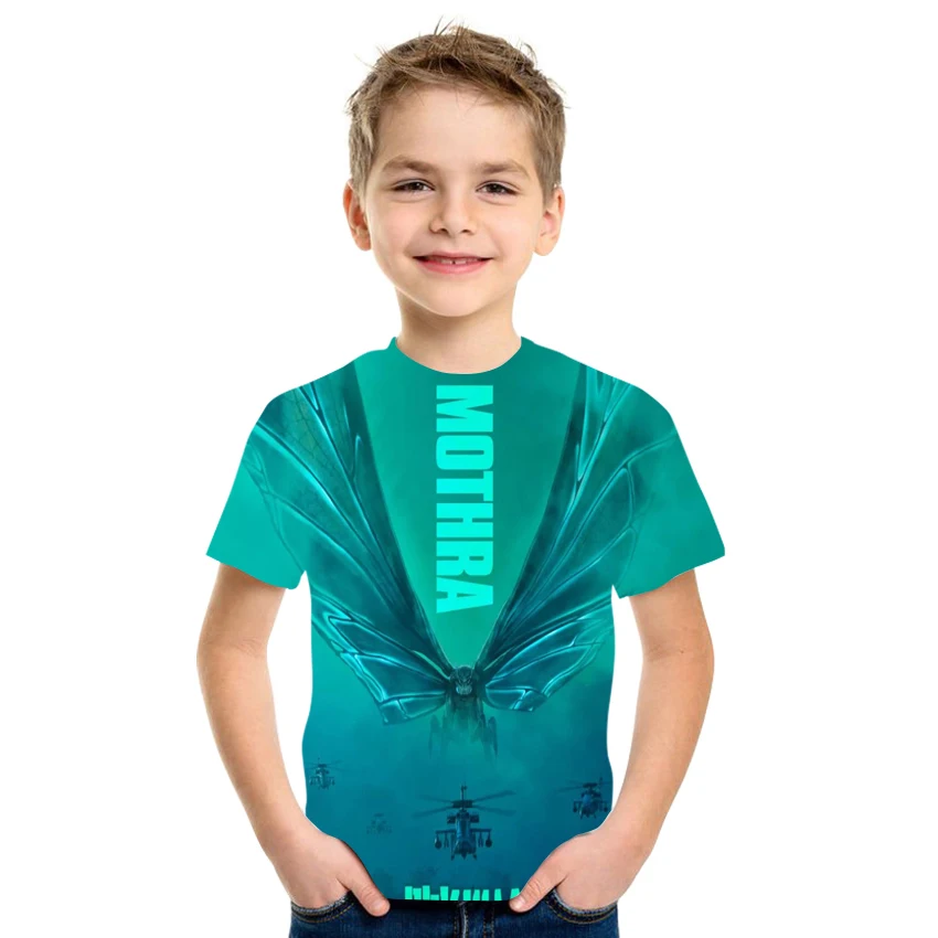 

Summer 3D Anime Printed T-shirt Boys and Girls Clothing Animal Pattern Milk Silk Fabric Size 4T-16T