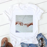 cool t shirt middle hand in hand print women harajuku t short sleeve hipster t shirt ladies graphic summer female hip hop tops