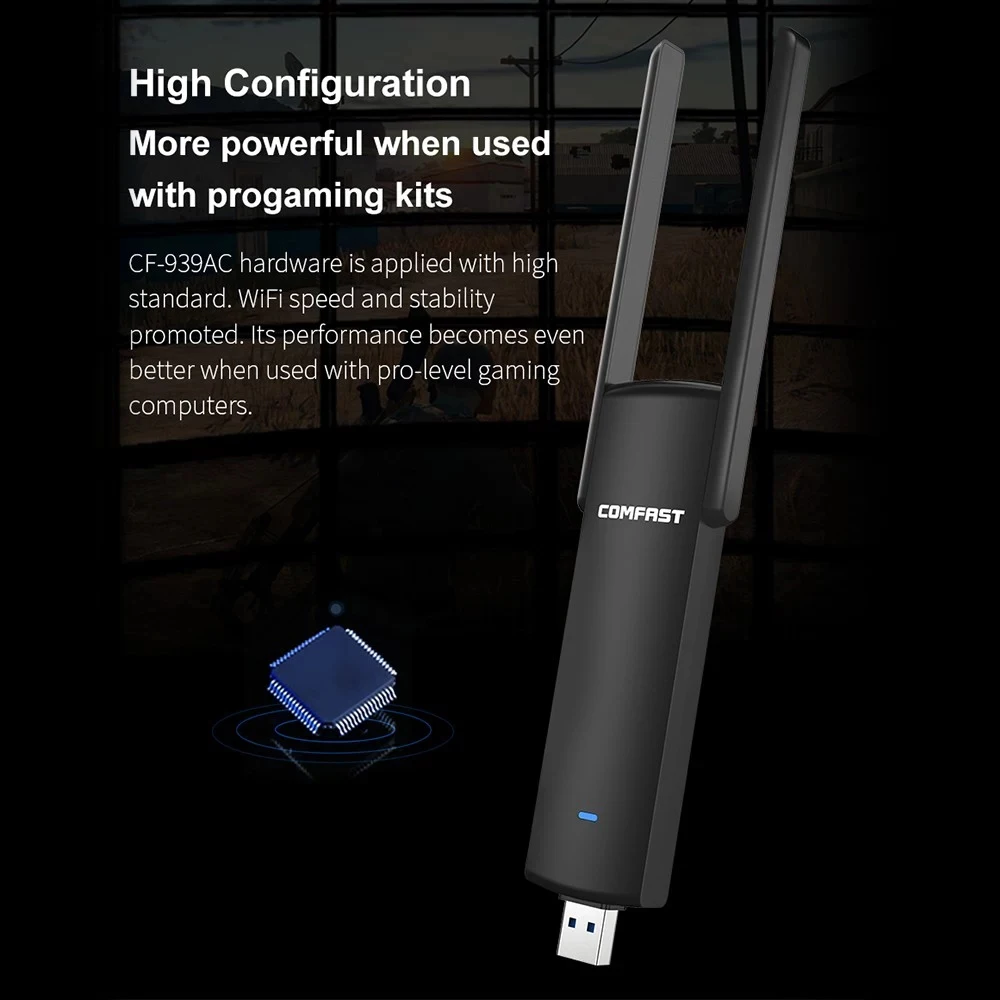 

COMFAST CF-939AC Network Card 2.4G 5G Dual Band 1900Mbps Gigabit WiFi Extender USB3.0 Wireless Gaming Network Card