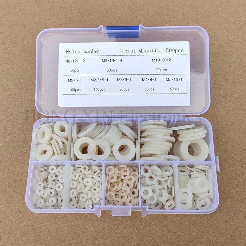 

Плоская нейлоновая шайба M2, 5 M3 M4 M5 M6 M8 M10, черного или белого цвета, 500 шт.