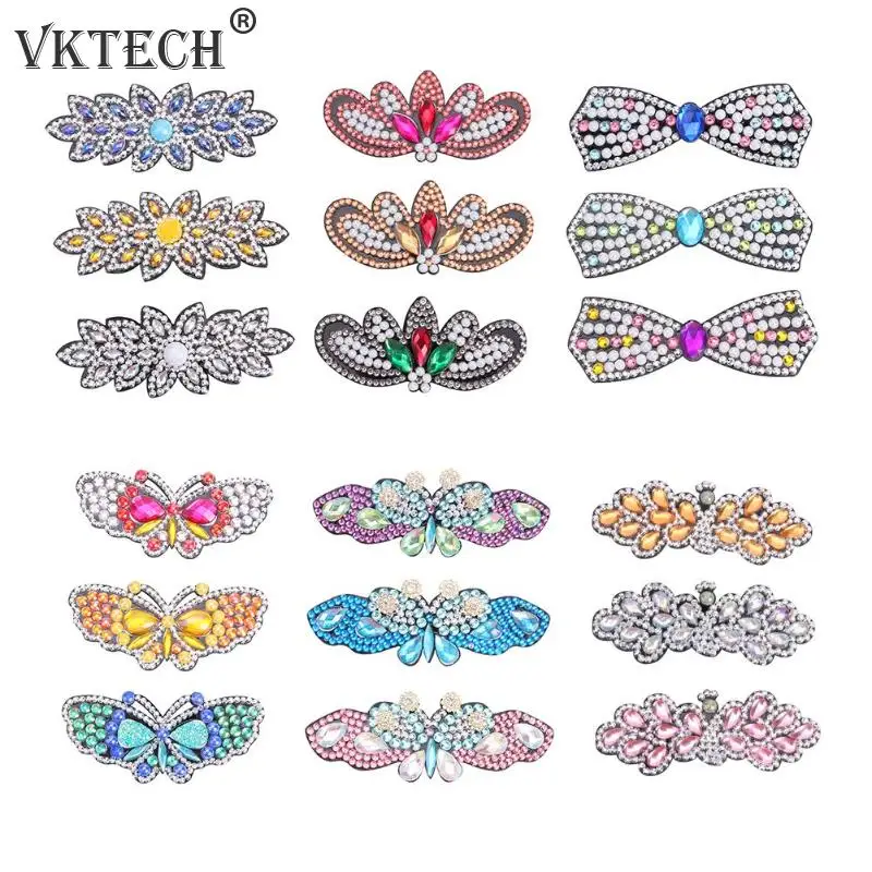 3 шт. DIY алмазная живопись заколка для волос Алмазная вышивка бабочка стразы