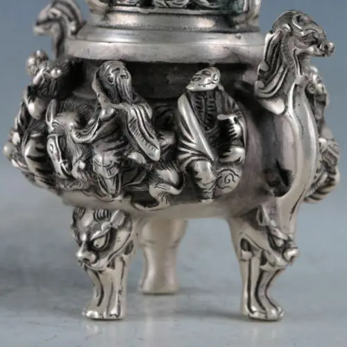 

Tibet Silver Bronze Unicorn Incense Burner Made During Qianlong Period Statue