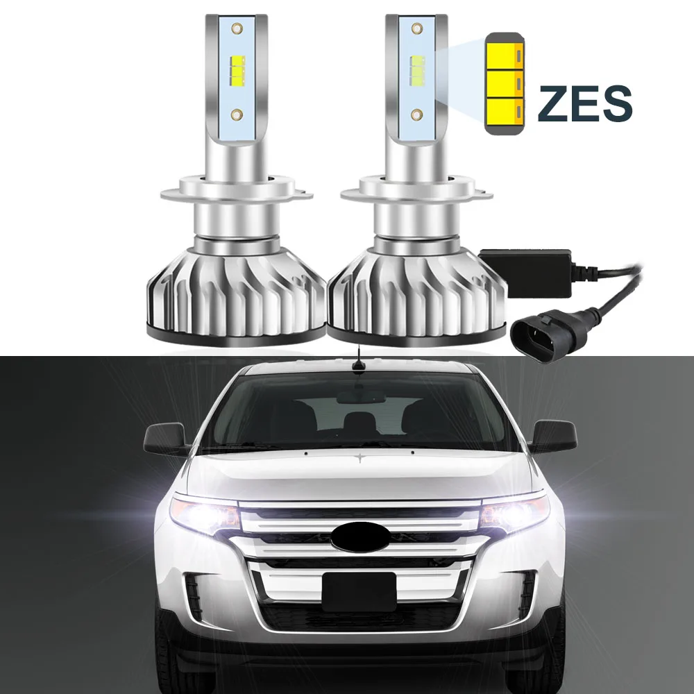2 قطعة سيارة مصابيح ليد لمصابيح السيارة الأمامية مع رقائق روس 9012 لفورد حافة 2012 2013 2014 LED عالية منخفضة شعاع