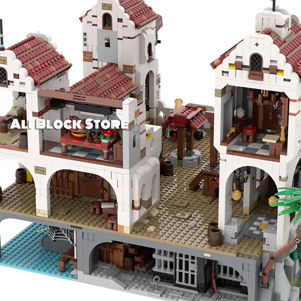 

MOC Movies Pirate Eldorado Fortress Pirates Barracuda Bay Caribbean Architecture Royal Fleet Treasure Building Blocks Toys Gifts