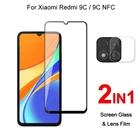 Стекло с полным покрытием для Xiaomi Redmi 9C NFC9C, защита экрана, защитное закаленное стекло, Взрывозащищенная и пленка для объектива камеры
