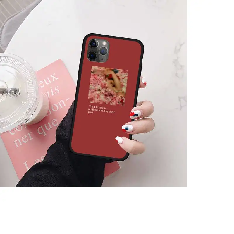 

Retro red pattern art lyrics aesthetic Phone Case for iPhone 11 12 pro MINI XS MAX 8 7 6 6S Plus X 5S SE 2020 XR