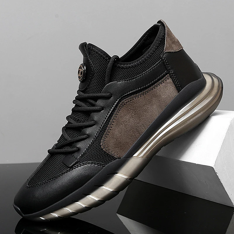 

Men's Slip-On Shoes Luxury Genuine Leather Splicing Casual Shoes Outdoor Breathable Fashion Sneakers Soft Comfortable Men Shoes