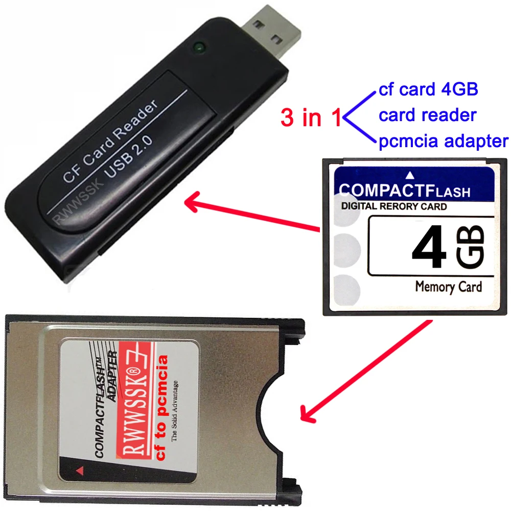 3 в 1 PCMCIA 68pin адаптер карты + USB2.0 кардридер Cf карта 128 МБ 256 ГБ 2 4 8 16 32 64 компактная