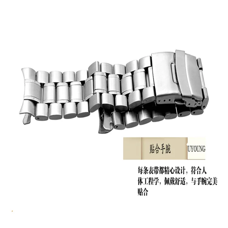 Stainless Steel Watch Band 18mm 20mm 22mm 24mm Strap Wristband Curved End Watch Strap Double Lock Buckle Replacement Wrist Belt