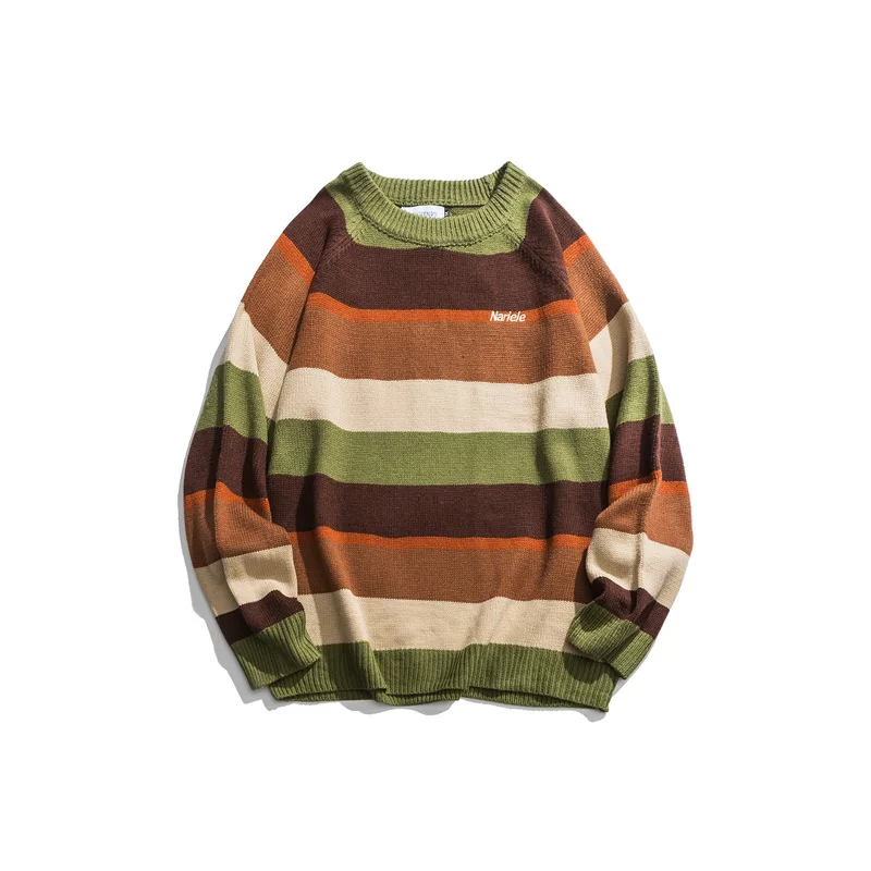 

Henry stripe contrast autumn new 2019 Korean loose sweater men's couple's T-shirt