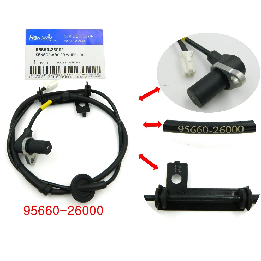 Один комплект 4 шт. ABS Датчик скорости колеса подходит для 01 06 Hyundai Santa Fe 4WD 95620 26010 95610