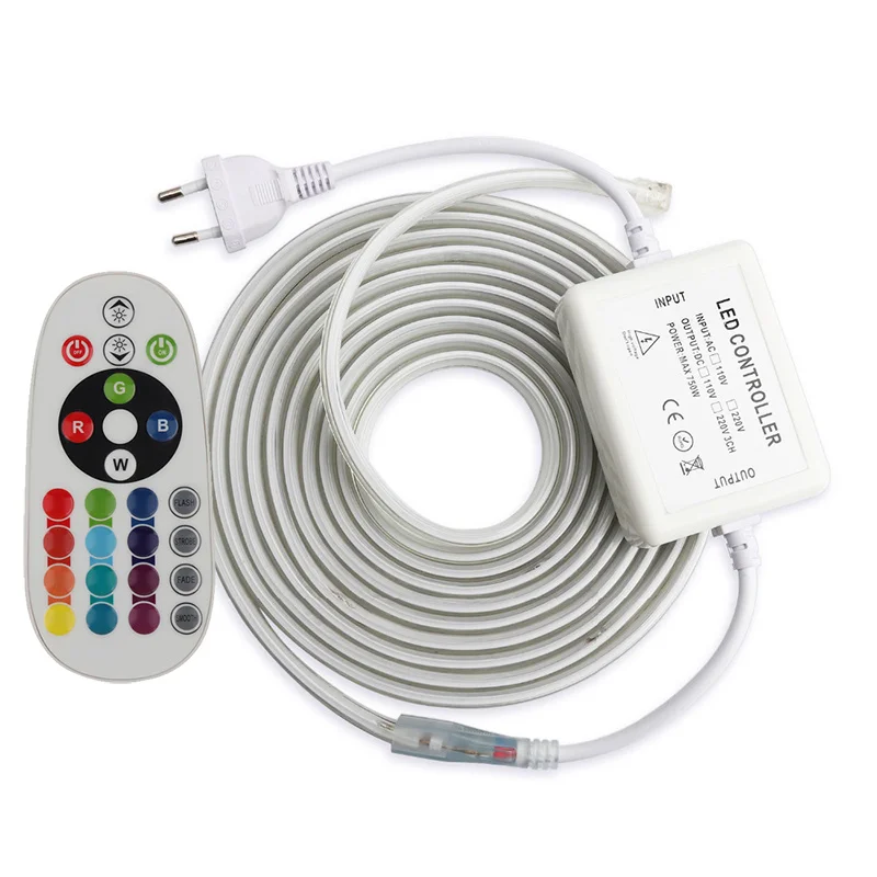 RGB Светодиодная лента 220 В IP67 60LED s/m 5050SMD с беспроводным контроллером
