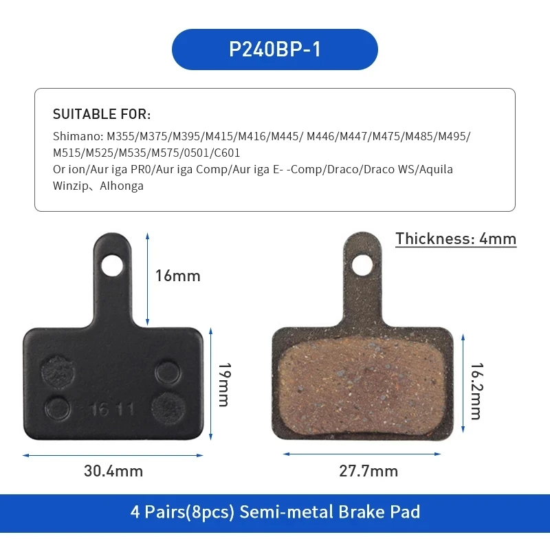 1Pairs/2PCS MTB Mountain Hydraulic Disc Brake Pads Semi-Metallic Bike for SHIMANO SRAM AVID HAYES Cycling Part | Спорт и развлечения