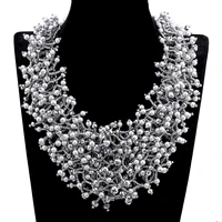 luxury new statement necklace small beads and crystals handmade strands chokers necklace for women fashion jewelry chunky bijoux