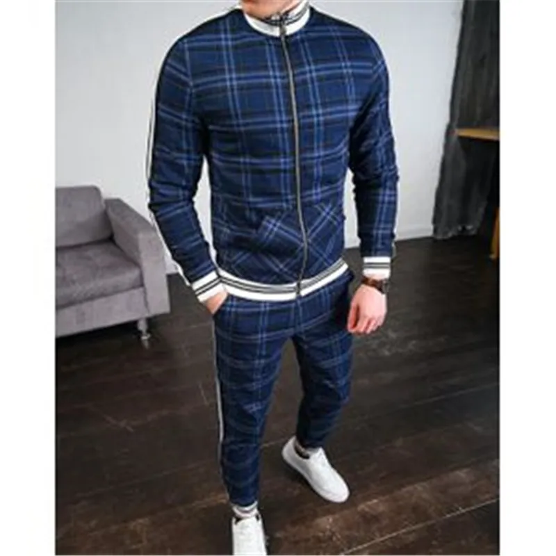 

European fashion men's 3D-printed mesh pants + patchwork sweatpants fashion calf pants high quality slim classic sweatpants set