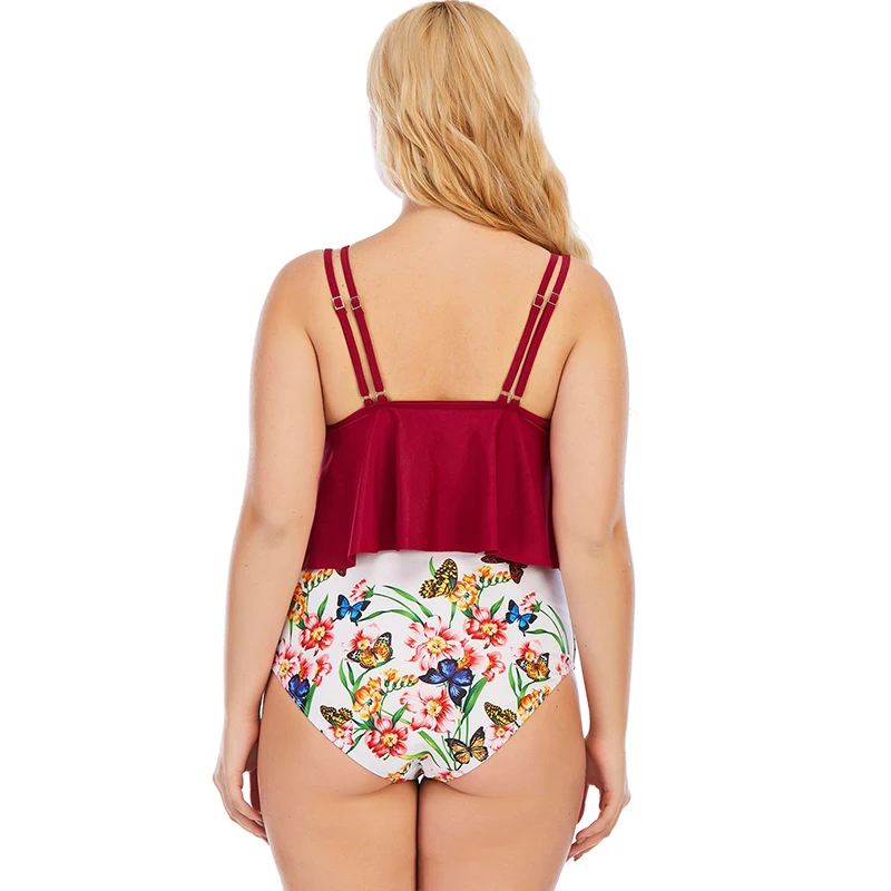 

Luren Plus Size Swimwear 2021 Summer Ruffle Swimsuit Swimsuit Three-piece Set Push-ups Belly Show Weight Split Hot