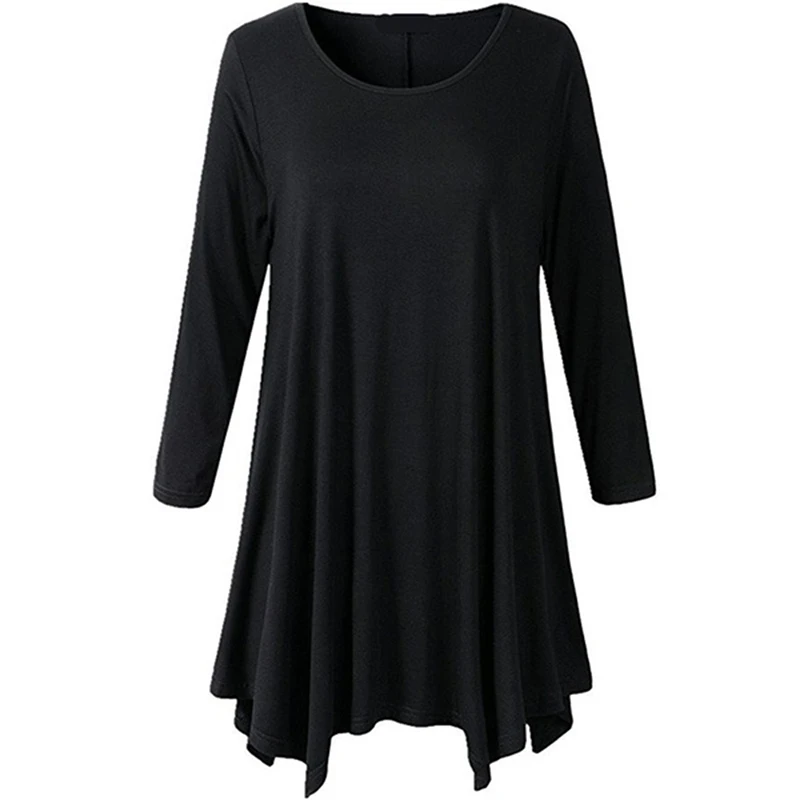 Осенний женский однотонный пуловер с длинным рукавом и круглым вырезом женская