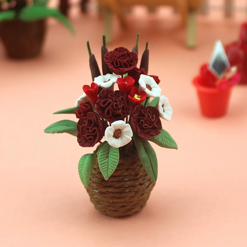 Dollhouse Miniature Model Accessories Mini Green Plant Flower 1:12 /1:6 Potted Garden Accessory Toy Y107 | Игрушки и хобби
