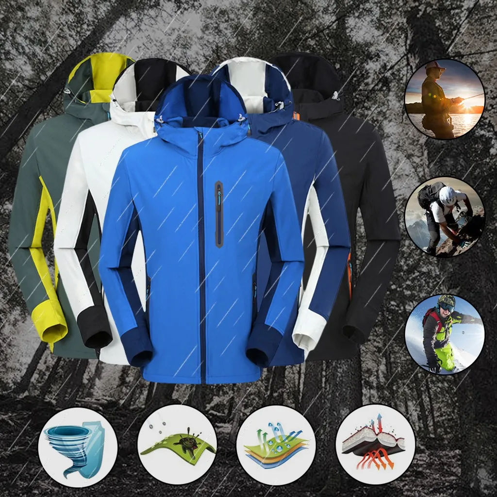 Мужские зимние с капюшоном мягкое непродуваемое водонепроницаемое пальто