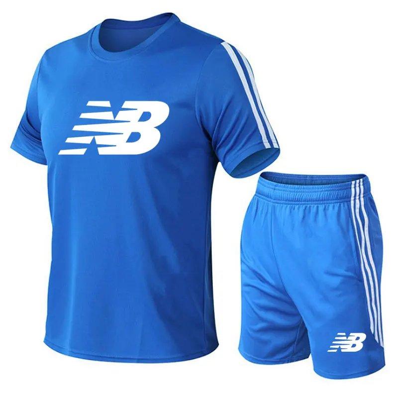 

NB printed shorts new T-shirt sports suit casual running wear summer short-sleeved two-piece 2021 men's suit sportswear