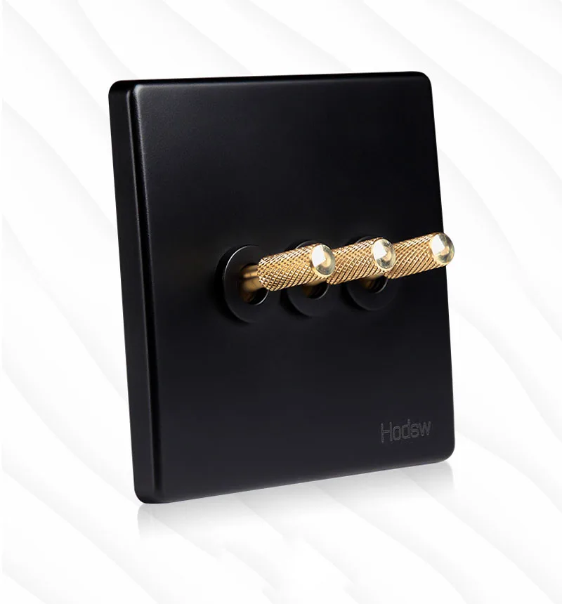 3-Gang Switch Высокое качество 86 Тип ретро черный настенный светильник латунный тумблер 1-4 банды одиночный двойной контроль выключатель света 10A 220V - Цвет: 3-Gang Switch