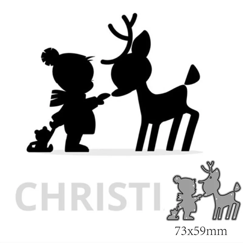 Металлические штампы форма для резки ребенка и оленя украшение скрапбукинга