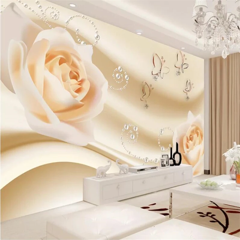 Wellyu пользовательские обои 3D фрески бабочка любовь цветок жемчуг ТВ фон домашний