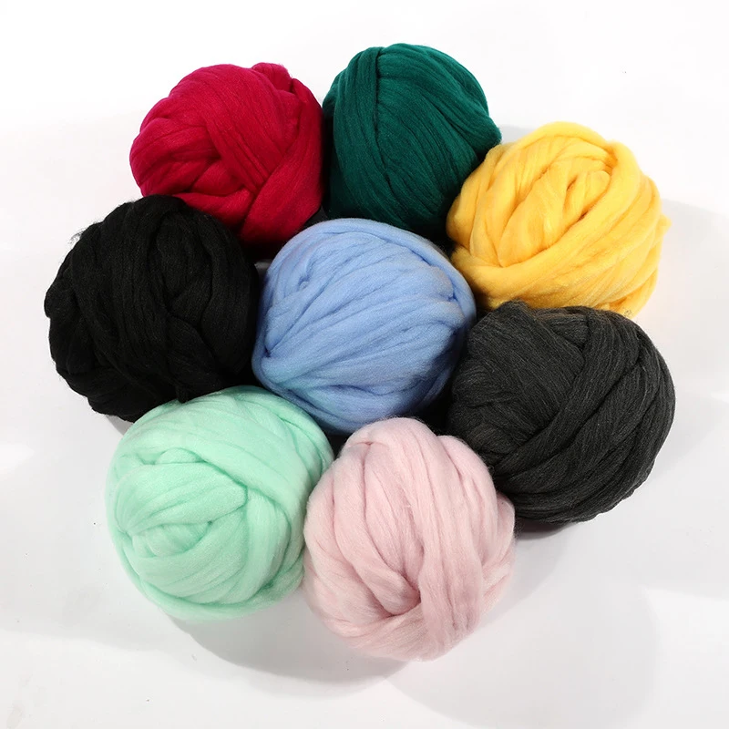250g/ball Super Thick Natural Wool Chunky Yarn Solid Color Warm Woven Roving Yarns For Hand Knitting Hat Carpet Mat Blanket | Дом и сад