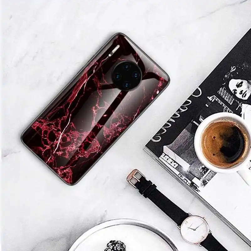 

KatyChoi Marble Pattern Glass Case For Huawei Mate 30 20 10 Pro 20 10 Lite 20 X Phone Case Cover
