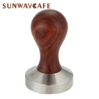 red sandalwood coffee tamper 51mm58mm flat base stainless steel coffee powder hammer espresso cafe barista tools accessories