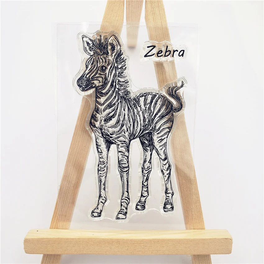 Прозрачный силиконовый штамп Little Zebra с животными для самостоятельного