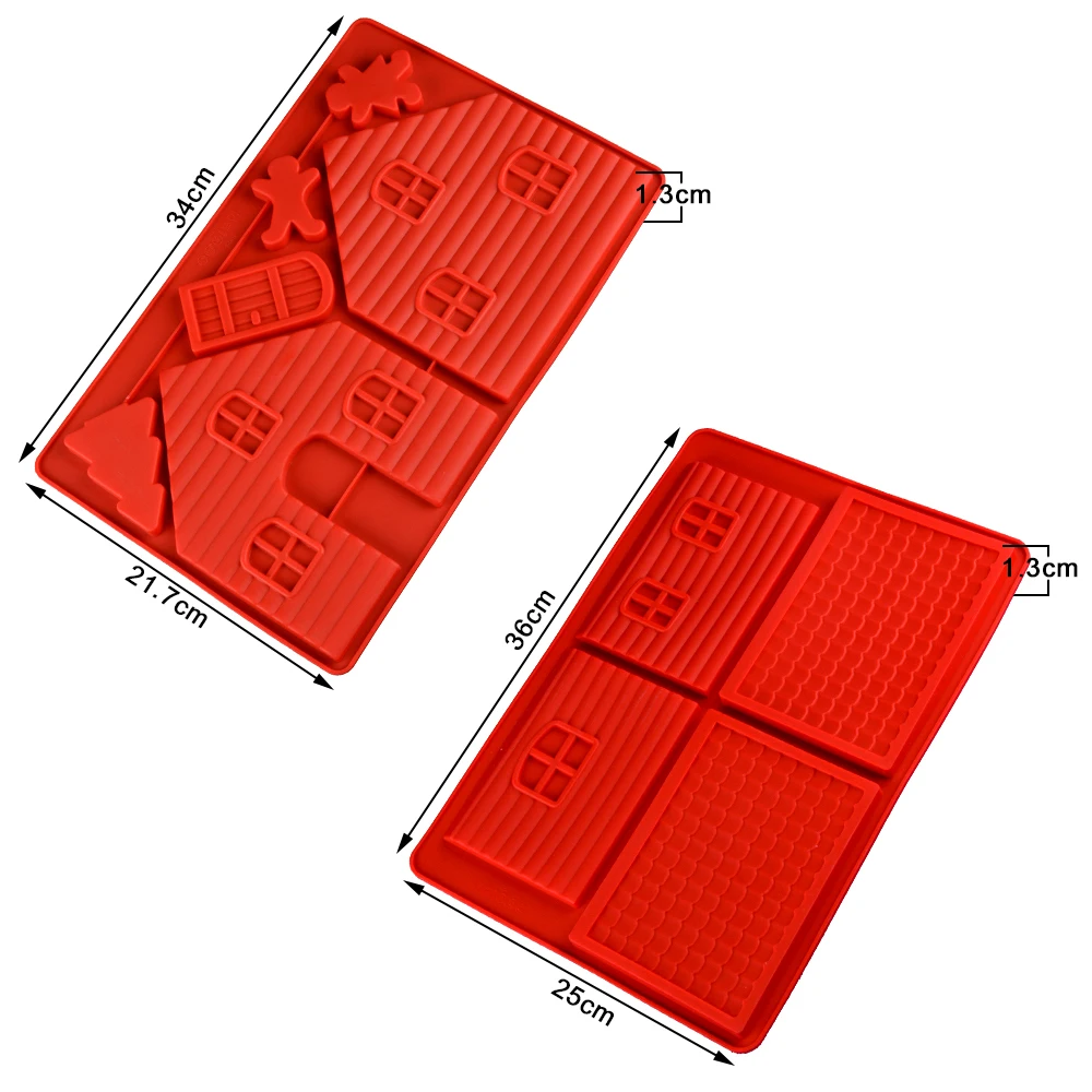 silikolove 2 pcsset christmas 3d gingerbread house silicone mold diy baking chocolate cake mould biscuits cookie bakeware tools free global shipping