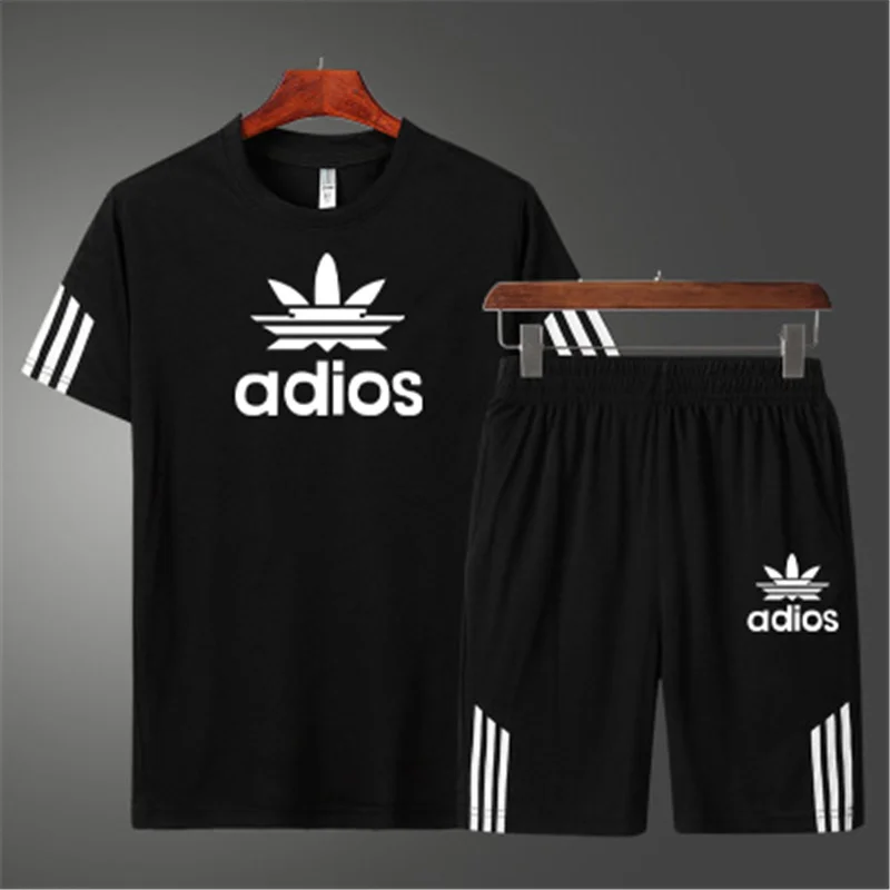 

New Brand 2 Piece Sets Sportswear Men's Tracksuit T-shirts Shorts Set Two Piece Suit Beach Men's Short Sets Clothing 2021 Summer